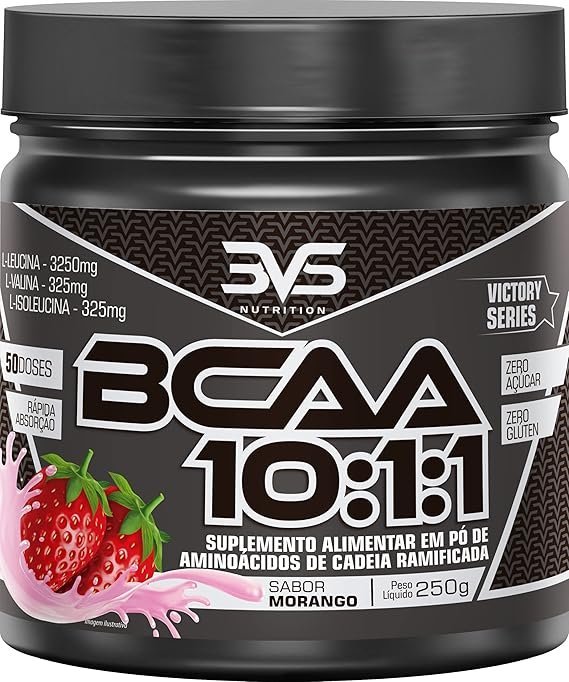 3VS-Nutrition-BCAA-250g-Sabor-gourmet-Morango.jpg 3VS Nutrition BCAA 10:1:1 250g - Sabor gourmet Morango - Imagem 1