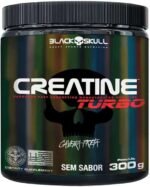 Creatine Turbo BlackSkull - Creatina Monohidratada em pó, com carboidrato para melhor absorção e performance (300g Pote, Sem sabor)