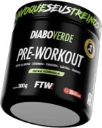 FTW Pré-Treino Diabo Verde em Pó com Cafeína, Aminoácidos Beta‑Alanina e Arginina para Treinos e Atividades Físicas - Pote 300 g (Frutas Vermelhas)