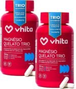 Magnésio Quelato Trio, Dimalato, Bisglicinato e Taurato com Vitamina B6 350mg Vhita 60 Cápsulas (2 unidades)